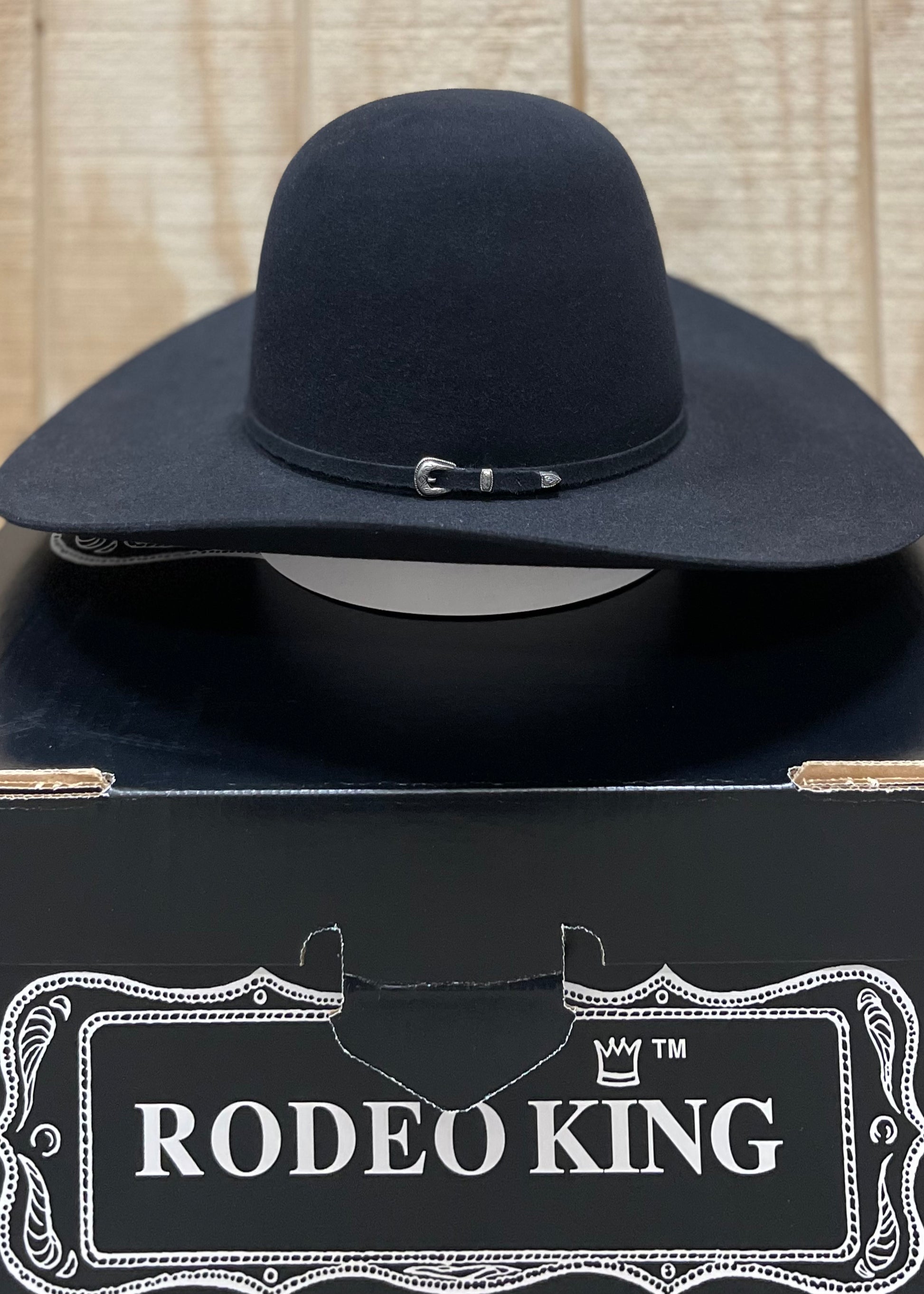Rodeo King 7X Open Crown Black Felt Hat